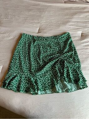 Green Floral Ruffled Wrap-Style Skirt from SHEIN